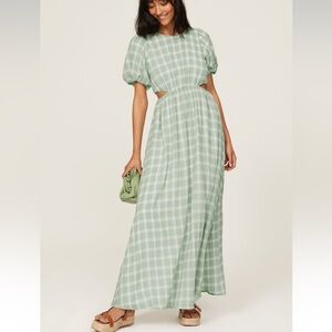 Elegant Green Plaid Maxi Dress